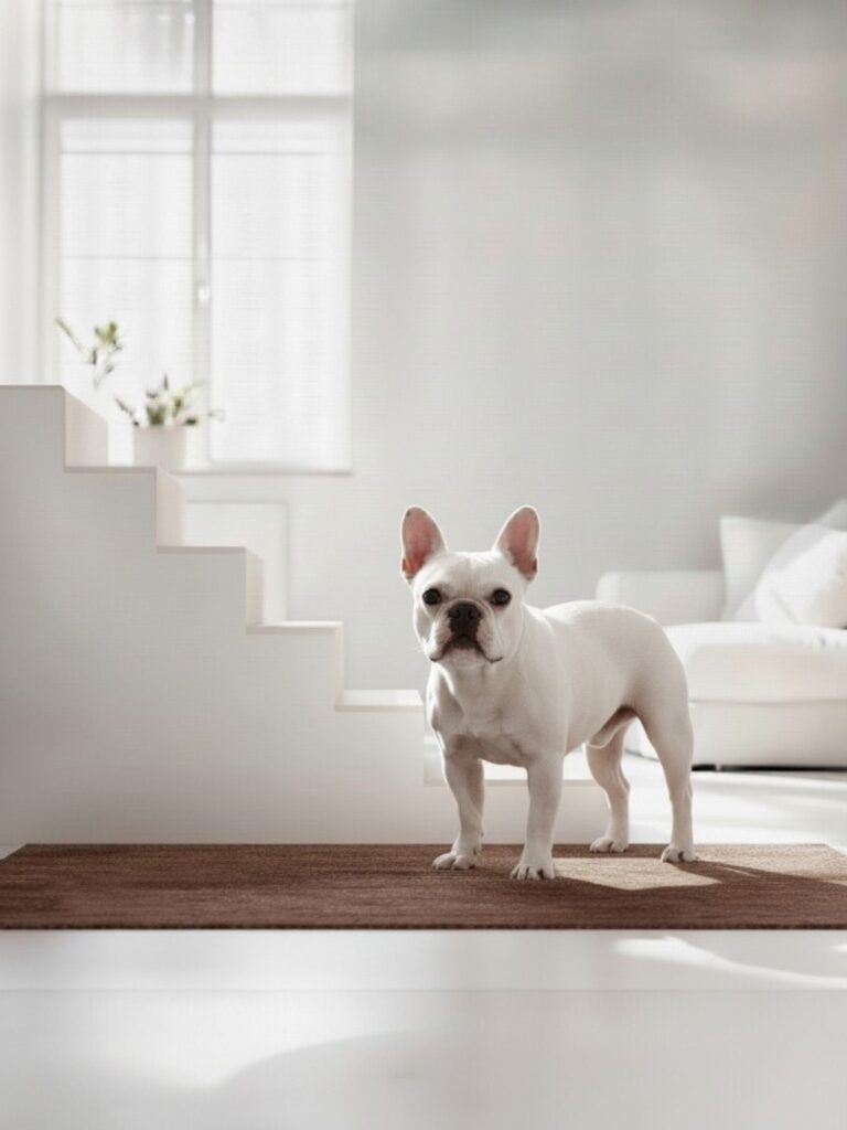 滑らない床の上で安心して立つフレンチブルドッグ