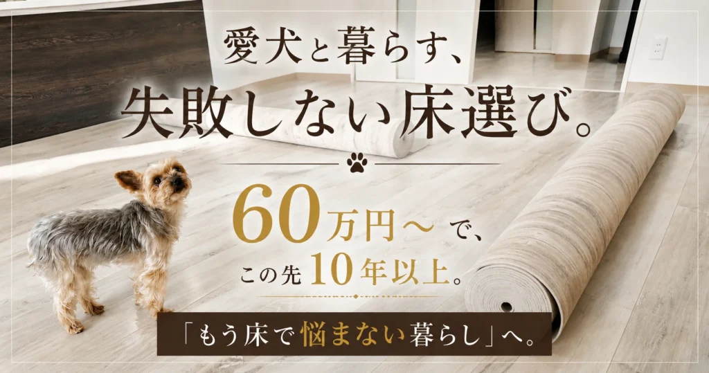 愛犬と暮らす失敗しない床選び｜60万円〜でこの先10年以上、床で悩まない暮らしへ